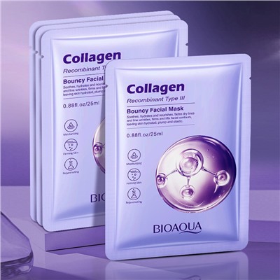 Тканевая маска для лица c рекомбинантным коллагеном Bioaqua