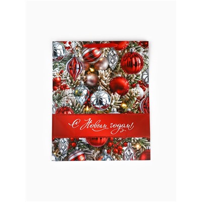 Пакет новогодний ламинированный подарочный «С новым годом», XL 40×49×19 см