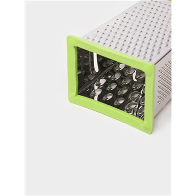 Тёрка четырёхгранная Доляна «Энергия», 10×8×20 см, прорезиненное дно, нержавеющая сталь, зелёная