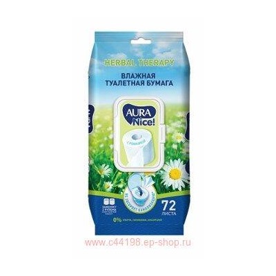 AURA Nice Влажная туалетная бумага с ромашкой 72 шт