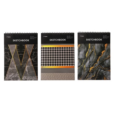 Скетчбук Calligrata «Геометрия» 30 листов, плотность 130 г/м², 25×35 см, жёсткая подложка, МИКС