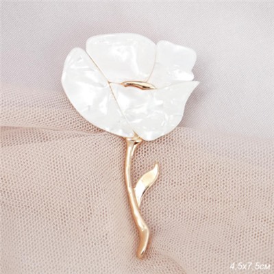 Брошь Магнолия белая / 3860-2 /уп 24/