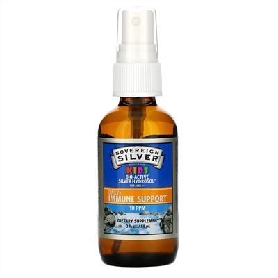 Sovereign Silver, Bio-Active Silver Hydrosol, Ages 4+, Daily Immune Support Spray, 10PPM, 2 fl oz (59 ml)