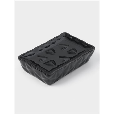 Набор аксессуаров для ванной комнаты «Ромбы», 4 предмета, дозатор 230 мл, мыльница, 2 стакана, чёрный