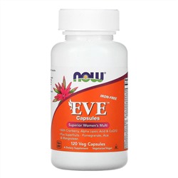 Now Foods, Eve, эффективные мультивитамины для женщин, без железа, 120 растительных капсул