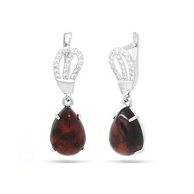 Серьги из серебра янтарь, СП11