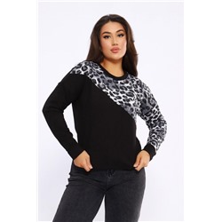 Женский свитшот леопард через плечо 2025-1 (Леопард_черный)