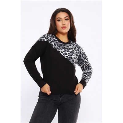 Женский свитшот леопард через плечо 2025-1 (Леопард_черный)