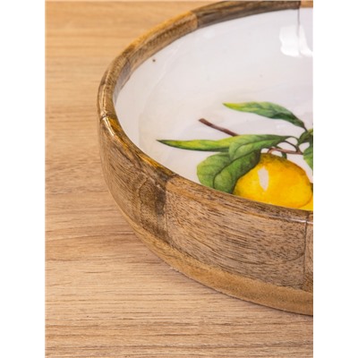 УЦЕНКА Блюдо «Лимоны» дерево манго 25.5×25.5×6 см