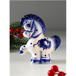 Фигурка фарфор гжель «Конь Буран большой», 11×10×4.5 см