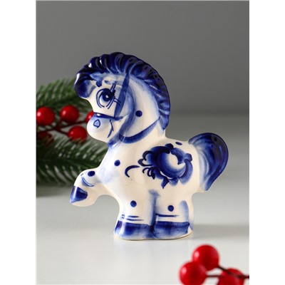 Фигурка фарфор гжель «Конь Буран большой», 11×10×4.5 см