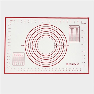 Коврик для выпечки и раскатки теста с разметкой, армированный, силикон, 40×60 см, белый