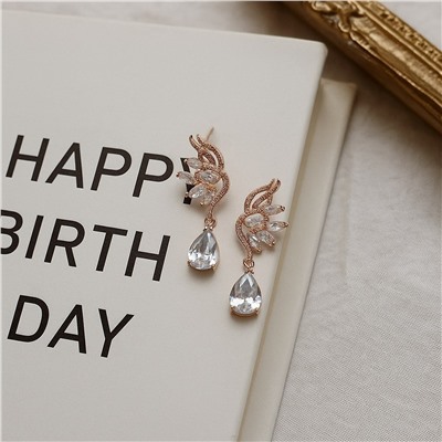 Серьги ювелирная бижутерия коллекция "Дубай" покрытие позолота, вставка: фианиты, цвет: прозрачный, арт.007.170