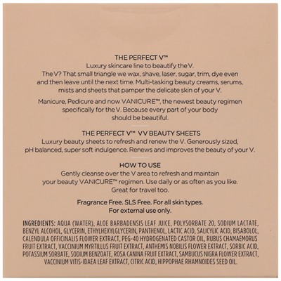 The Perfect V, V V Beauty Sheets, 14 Sheets, 0.063 fl oz (1.92 ml)