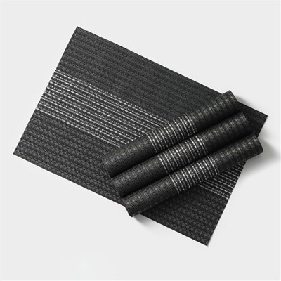 Салфетки сервировочные на стол Доляна «Сияние», 4 шт., 45×30 см, чёрные