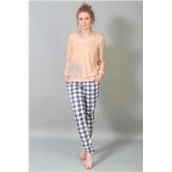Женский домашний костюм с брюками и кофтой 184 (Персиковый)