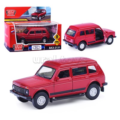 Машина металл LADA 4x4 2131 12 см, (двери, багаж, красный)инерц, в коробке