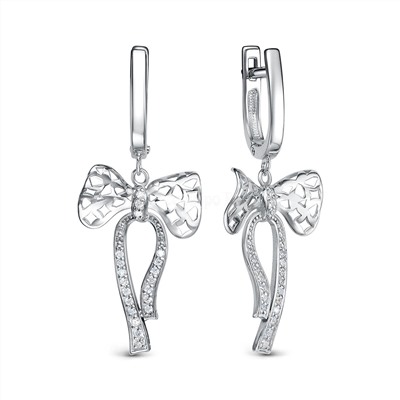 Серьги из серебра с фианитами родированные - Банты 221-10-269-1р