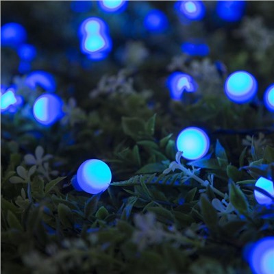 Гирлянда «Нить», 4.5 м, уличная, с насадками «Шарик», IP44, 30 LED, 2 режима, солнечная батарея, тёмная нить, свечение синие