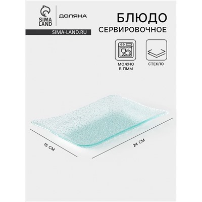 Блюдо сервировочное «Акцент», 24×15 см, прямоугольное, стекло, прозрачное