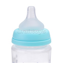 Бутылочка для кормления "Зверята" с широким горлом и  силиконовой соской молочной, 360 мл