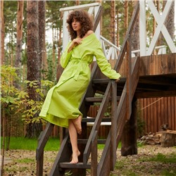 Халат вафельный женский удлинённый Экономь и Я размер 50-52, цвет салатовый, 100% хлопок, 200 г/м²