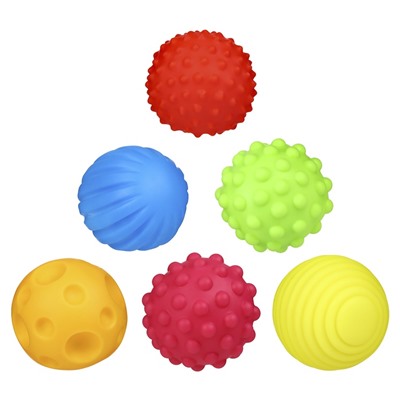 Тактильные мячики с пищалкой «Голубая ёлочка», 6 шт., Крошка Я