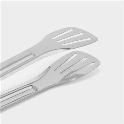 Щипцы кухонные Доляна «Яркость», 28.5×4.5 см, нержавеющая сталь, 201 марка стали, красные