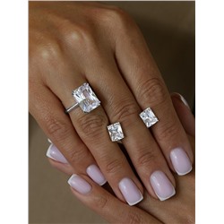 Серьги-пусеты из серебра с фианитами родированные 2-037р200