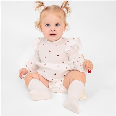 Комплект (боди и повязка) Крошка Я "Муслин", р. 62-68, цвет молочный