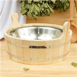 Шайка - таз для бани и сауны, 9 л, деревянная, нержавеющая вставка, «Добропаровъ»
