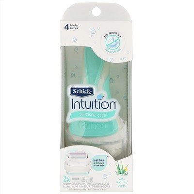 Schick, Intuition, Sensitive Care, «Алоэ и витамин E», 1 бритвенный станок, 2 кассеты