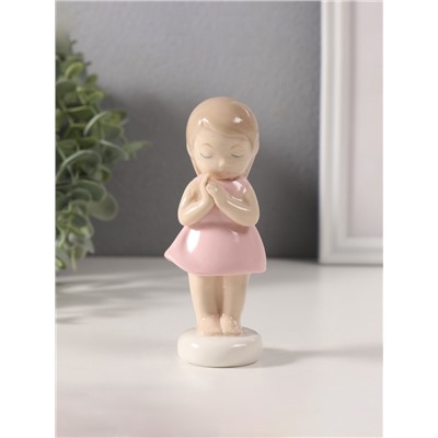 Фигурка керамика «Малышка скромница в розовом платьице», 4×5×12 см