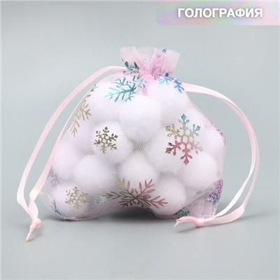 Мешочек подарочный органза «Нежность в Новом Году», голография, органза, 10×12 см ± 1.5 см