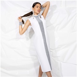 Платье-футляр с блестящим декором, Поцелуй удачи (white, с манжетами)