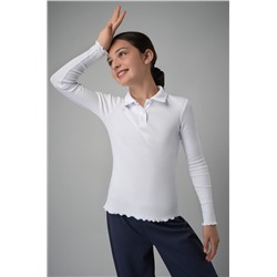 Блузка-поло в рубчик для девочки Happyfox