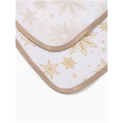 Кухонный набор «Доляна. Снежинки»: прихватка 17×17 см, варежка 26×16 см, фартук 70×80 см, золотой, 100% п/э