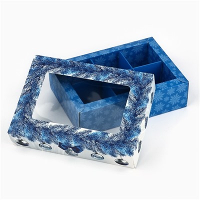 Коробка складная под 6 конфет новогодняя «Морозная роскошь», 13.5×9.5×3.5 см