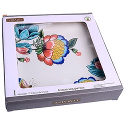 30802 Блюдо квадратное 22х22см Летний букет доломит LR (х36)