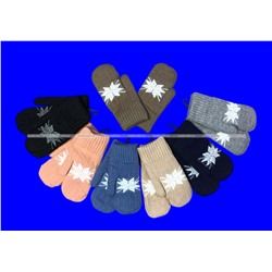Варежки женские двойные шерстяные Снежинка арт. 6527