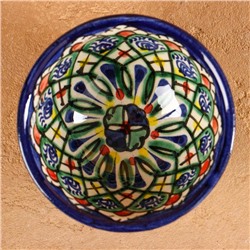 Пиала узбекская Риштанская Керамика «Узоры», 110 мл, d=8.5 см, синяя МИКС