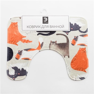 Коврик для ванной Этель «Котики», 50×40 см, велюр