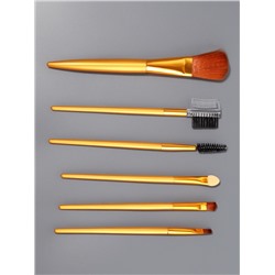 Набор кистей для макияжа, 6 предметов, цвет золотистый