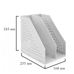 Накопитель д\бумаг верт. 2 отд. Deli 16.8*25.5*24.3см серый сборный (186293)
