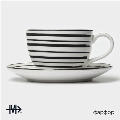 Чайная пара Magistro Hypnose, кружка 230 мл, блюдце 15.5 см, фарфор