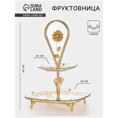 Этажерка-фруктовница круглая, 2 яруса, d=29/20 см, высота 40 см, стекло