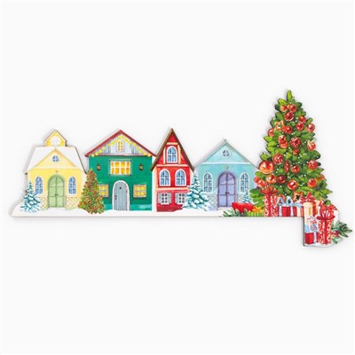 Новогодний декор на раму двери «Домики», 25.5×11.8 см