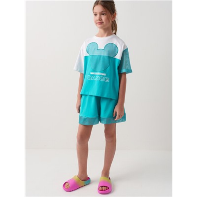 Комплект трикотажный для девочек: фуфайка (футболка), шорты