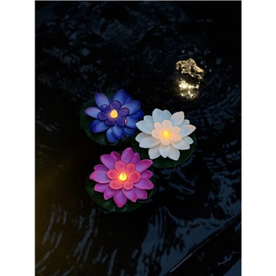 Садовый светильник для водоёмов «Лотос», 10×13×15 см, на батарейке, фиолетовый