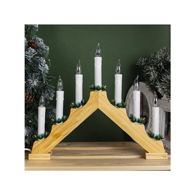 Светодиодная фигура «Рождественская горка» 39.5×33×5 см, дерево, 220 В, эффект пламени